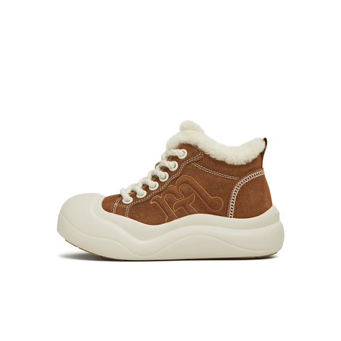 天美意2025冬新款商场同款厚底休闲百搭加绒保暖女板鞋CP548DD5