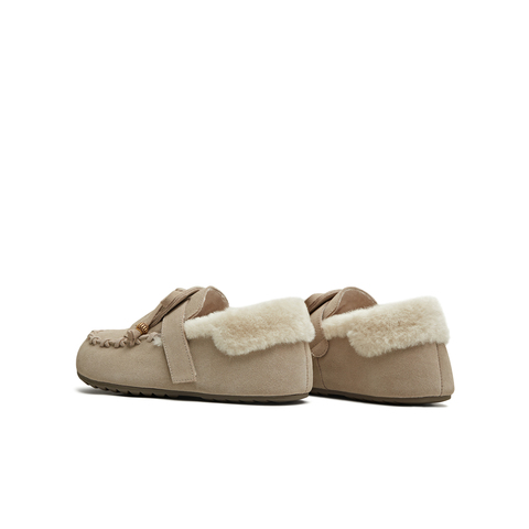 天美意2025冬新款商场同款厚底舒适保暖毛绒女乐福鞋BM161DA5