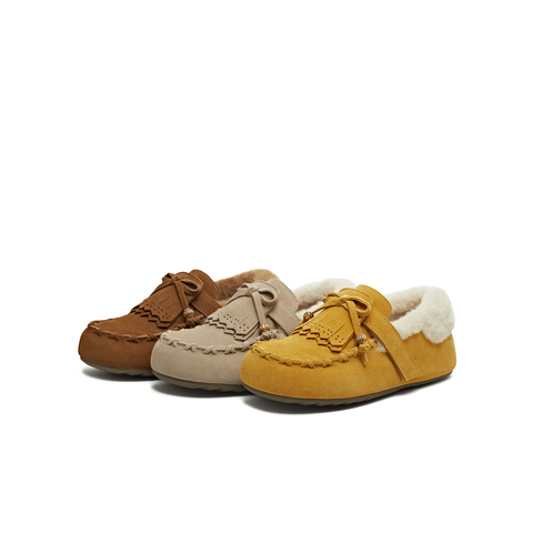 天美意2025冬新款商场同款厚底舒适保暖毛绒女乐福鞋BM161DA5