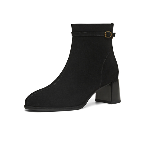 天美意2025冬新款商场同款气质优雅短筒靴简约女时装靴BK032DD5