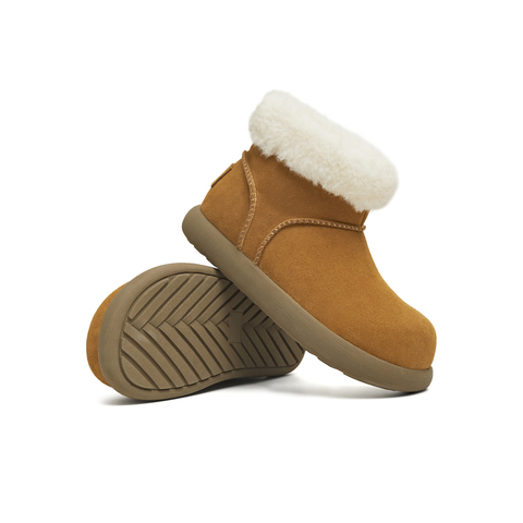 天美意2025冬新款百搭复古保暖舒适毛绒短靴女雪地靴KXD54DD5