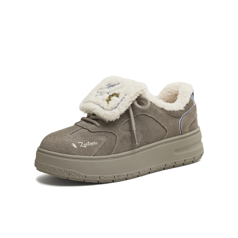 天美意2025冬新款商场同款毛绒保暖阿甘德训鞋女休闲鞋BM371DM5