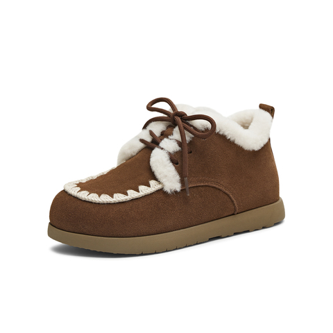 天美意2025冬新款商场同款厚底百搭系带保暖毛绒女勃肯鞋BL931DM5