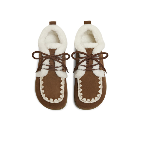 天美意2025冬新款商场同款厚底百搭系带保暖毛绒女勃肯鞋BL931DM5