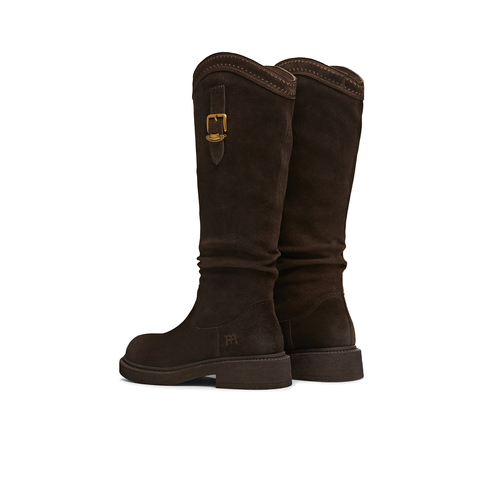 天美意2025冬新款厚底潮流复古长筒靴显瘦百搭女西部靴CD581DG5