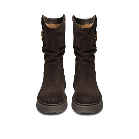 天美意2025冬新款厚底复古潮流百搭长筒靴显瘦女西部靴CQ964DS5