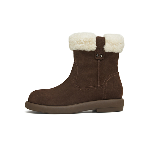 天美意2025冬新款商场同款厚底保暖棉鞋短靴女雪地靴BK213DZ5