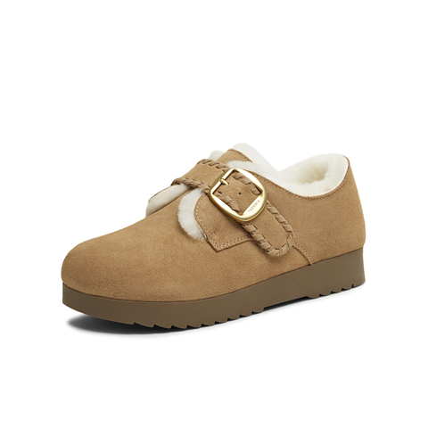 天美意2025冬新款舒适保暖毛绒单鞋一脚蹬百搭女勃肯鞋BJ553DM5