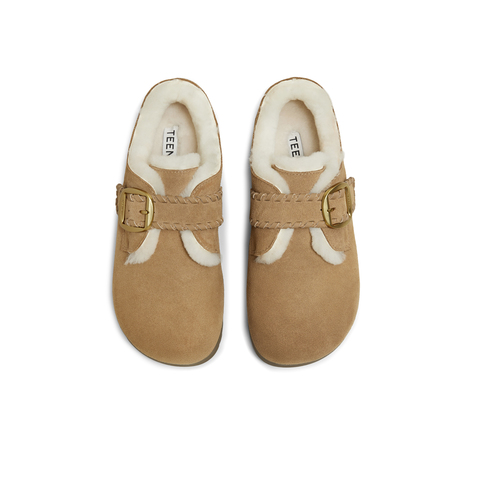 天美意2025冬新款舒适保暖毛绒单鞋一脚蹬百搭女勃肯鞋BJ553DM5