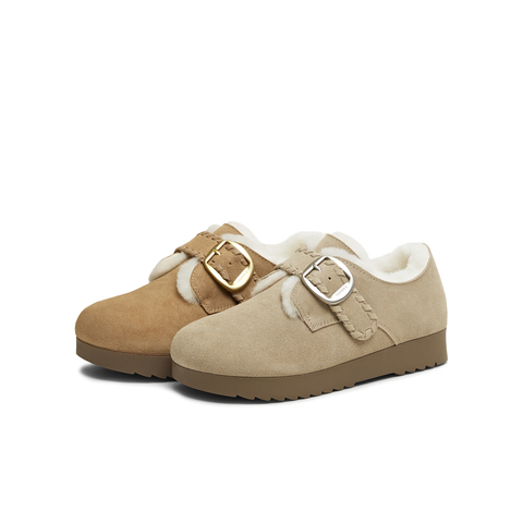 天美意2025冬新款舒适保暖毛绒单鞋一脚蹬百搭女勃肯鞋BJ553DM5