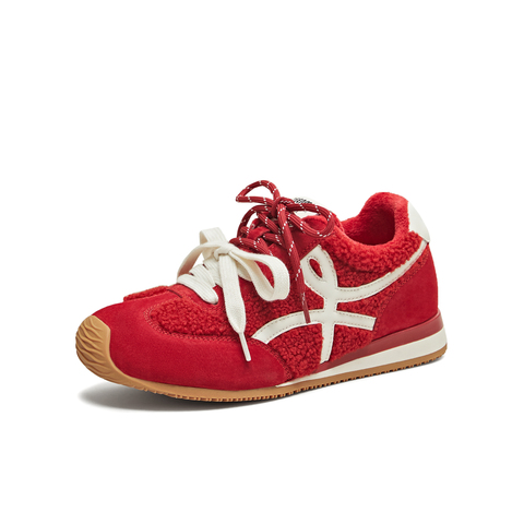 天美意2025冬新款休闲复古百搭内增高德训鞋女阿甘鞋KG137DM5