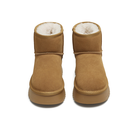 天美意2025冬新款保暖舒适毛绒短靴百搭复古女雪地靴KXD37DD5