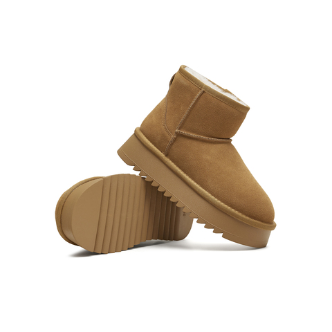 天美意2025冬新款保暖舒适毛绒短靴百搭复古女雪地靴KXD37DD5