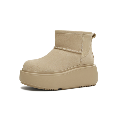 天美意2025冬新款短靴保暖厚底复古纯色增高女雪地靴KXD41DD5