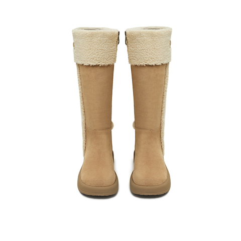 天美意2025冬新款厚底百搭保暖毛绒长靴女雪地靴KXD51DG5