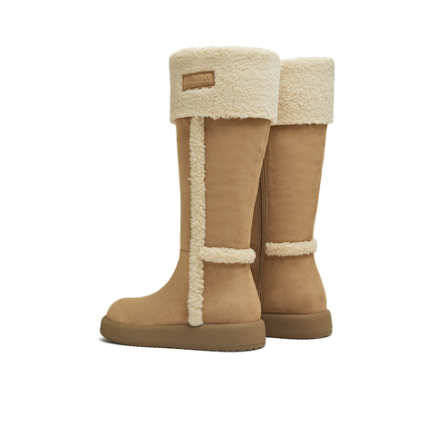 天美意2025冬新款厚底百搭保暖毛绒长靴女雪地靴KXD51DG5