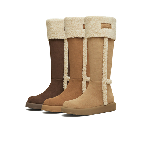 天美意2025冬新款厚底百搭保暖毛绒长靴女雪地靴KXD51DG5
