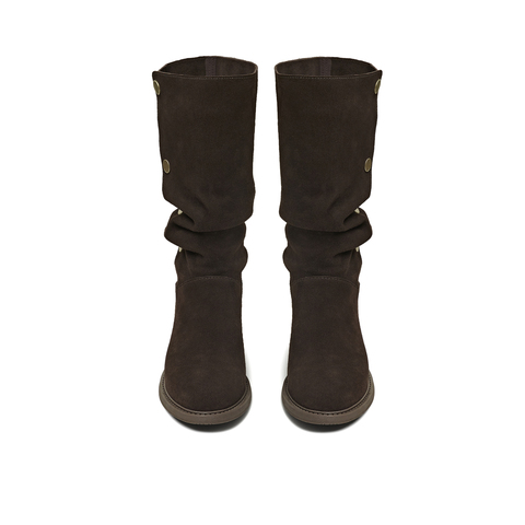 天美意2025冬新款复古美拉德百搭日常显瘦长靴女西部靴KXZ23DG5