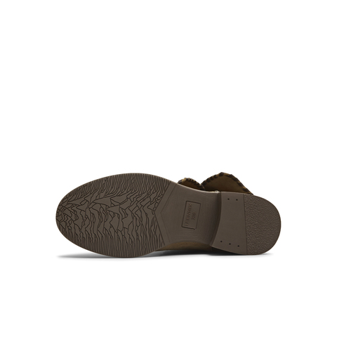 天美意2025冬新款纯色百搭复古翻短靴堆堆靴户外女西部靴KXZ17DZ5