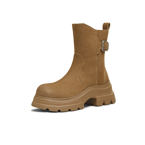 天美意2025冬新款商场同款厚底增高百搭短靴女时装靴CFB60DZ5