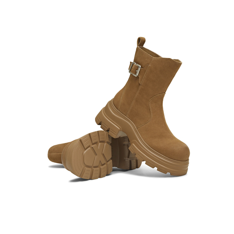 天美意2025冬新款商场同款厚底增高百搭短靴女时装靴CFB60DZ5