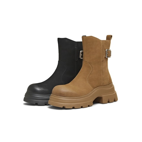 天美意2025冬新款商场同款厚底增高百搭短靴女时装靴CFB60DZ5