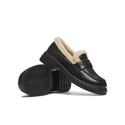 天美意2025冬新款纯色复古百搭jk学院风皮鞋女乐福鞋KE078DM5