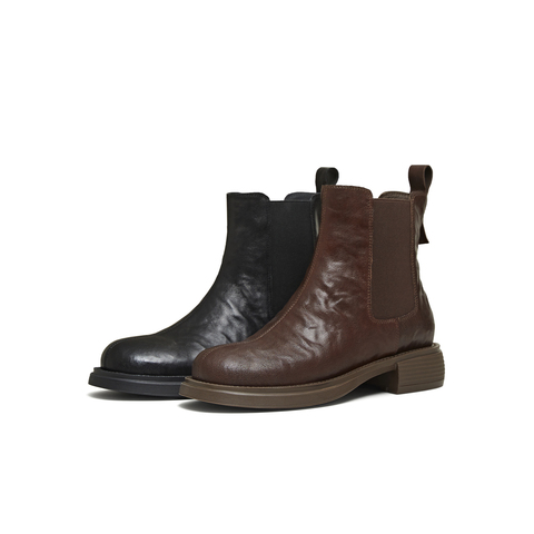 天美意2025冬新款厚底英伦复古百搭短靴女切尔西靴KQX22DD5