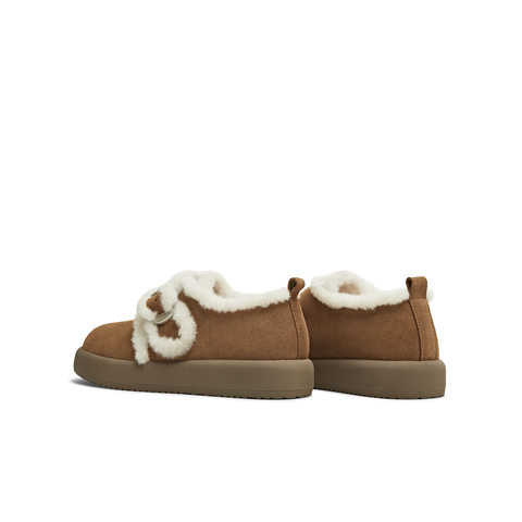 天美意2025冬新款毛绒保暖潮流复古纯色圆头女勃肯鞋KMZ27DM5