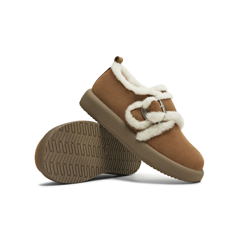 天美意2025冬新款毛绒保暖潮流复古纯色圆头女勃肯鞋KMZ27DM5