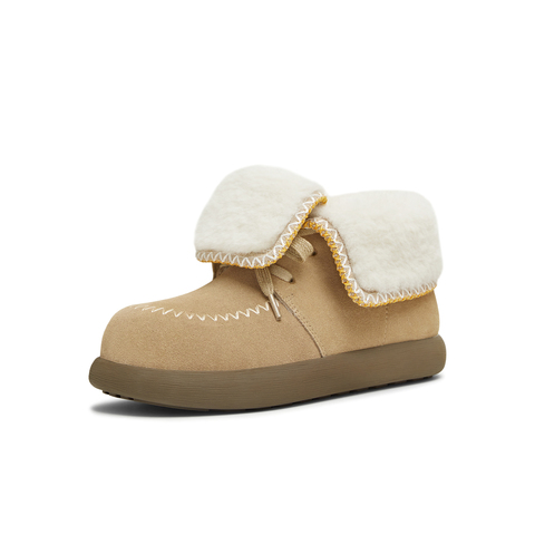 天美意2025冬新款百搭复古保暖舒适毛绒短靴女雪地靴KXD53DD5