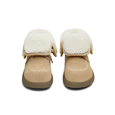 天美意2025冬新款百搭复古保暖舒适毛绒短靴女雪地靴KXD53DD5