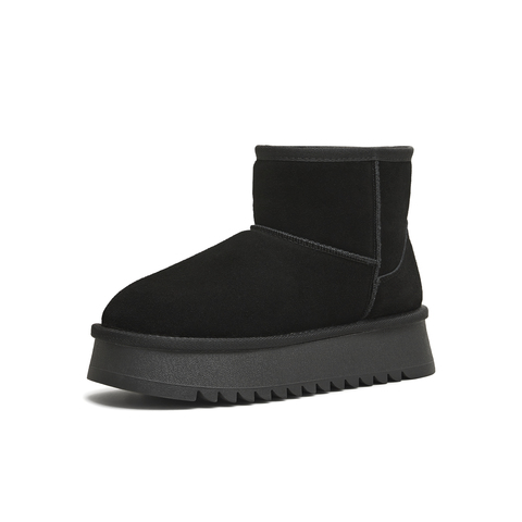 天美意2025冬新款保暖舒适毛绒短靴百搭复古女雪地靴KXD37DD5