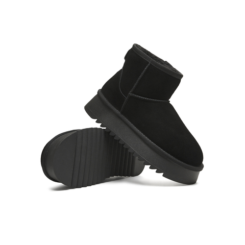 天美意2025冬新款保暖舒适毛绒短靴百搭复古女雪地靴KXD37DD5