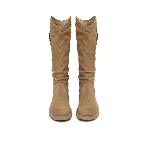 天美意2025冬新款厚底潮流复古长筒靴显瘦百搭女西部靴CD581DG5