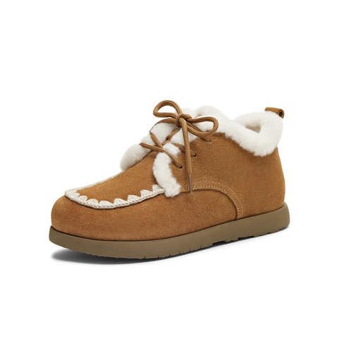 天美意2025冬新款商场同款厚底百搭系带保暖毛绒女勃肯鞋BL931DM5