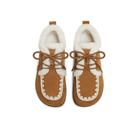 天美意2025冬新款商场同款厚底百搭系带保暖毛绒女勃肯鞋BL931DM5