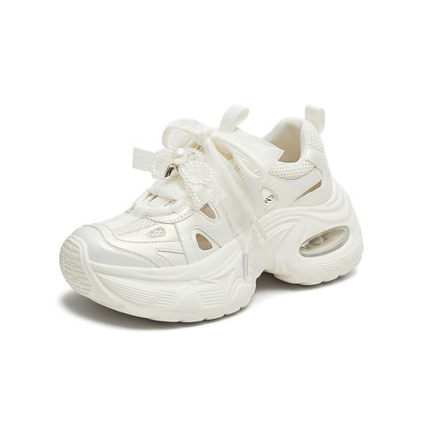 天美意2025秋新款时尚潮流百搭厚底镂空小个子女老爹鞋KD121CM5