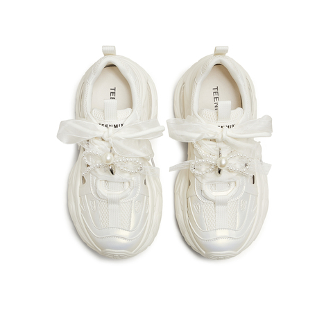 天美意2025秋新款时尚潮流百搭厚底镂空小个子女老爹鞋KD121CM5