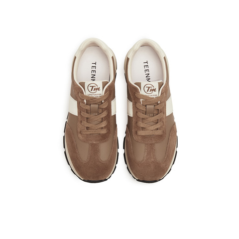 天美意2025秋新款休闲系带厚底拼色复古百搭男阿甘鞋AGX62CM5