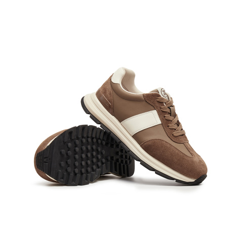 天美意2025秋新款休闲系带厚底拼色复古百搭男阿甘鞋AGX62CM5