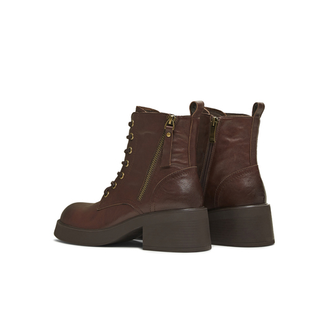 天美意2025冬新款粗跟复古英伦风短靴百搭休闲女马丁靴KDX26DD5