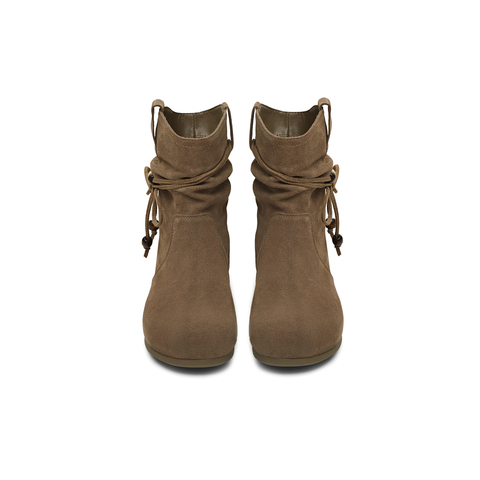 天美意2025冬新款内增高复古百搭户外堆堆靴女西部靴KXZ18DZ5