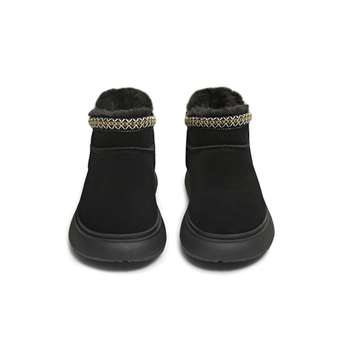 天美意2025冬新款保暖短靴复古一脚蹬毛绒舒适女雪地靴KXD46DD5