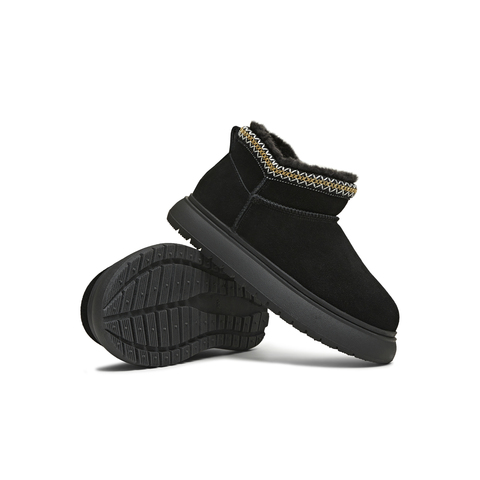 天美意2025冬新款保暖短靴复古一脚蹬毛绒舒适女雪地靴KXD46DD5