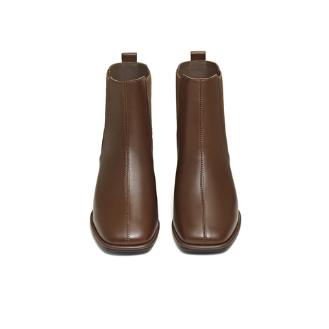 天美意2025冬新款粗跟经典简约百搭短靴女时装靴KNZ29DD5