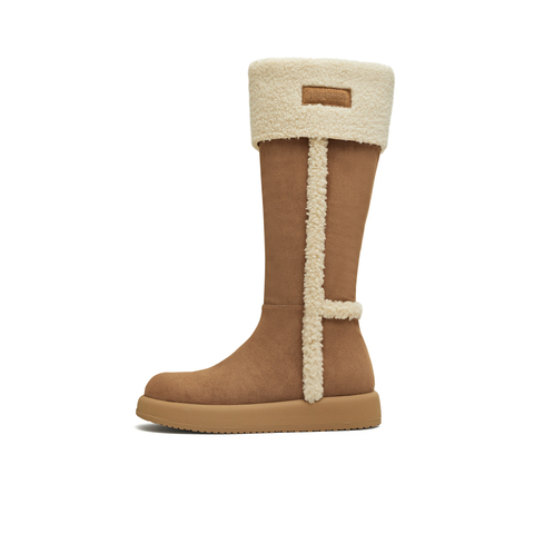 天美意2025冬新款厚底百搭保暖毛绒长靴女雪地靴KXD51DG5