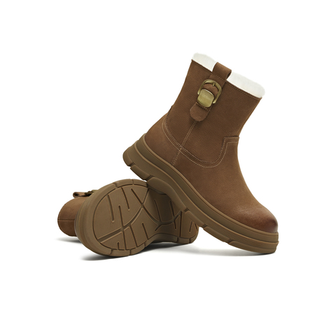 天美意2025冬新款潮流短靴保暖户外一脚蹬舒适女雪地靴KXD55DZ5