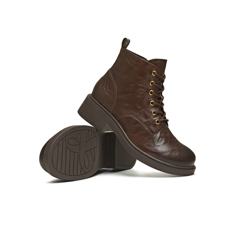 天美意2025冬新款休闲系带复古百搭厚底显瘦女马丁靴CNG47DD5