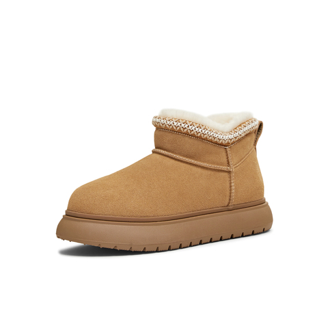 天美意2025冬新款保暖短靴复古一脚蹬毛绒舒适女雪地靴KXD46DD5